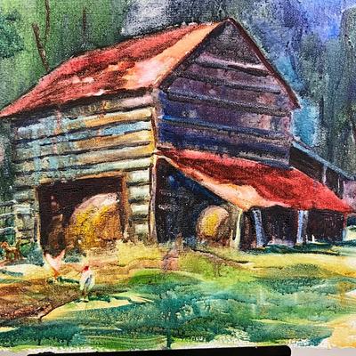 507 Original Artwork of Hay Barn by Peggy Blades