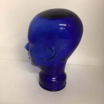 535 Cobalt Glass Wig Stand Head Mold