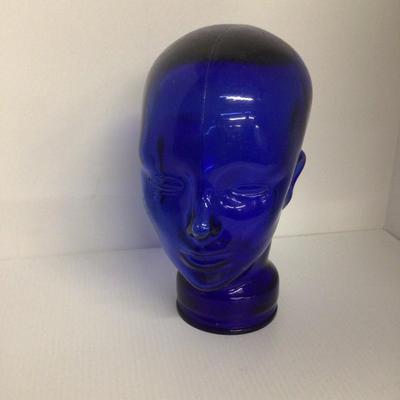 535 Cobalt Glass Wig Stand Head Mold