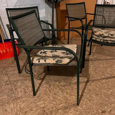4 Metal Patio Chairs, Umbrella with Stand