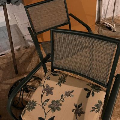 4 Metal Patio Chairs, Umbrella with Stand