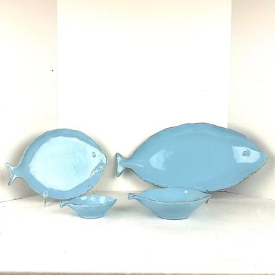 537 Vietri Fish Platters and Bowl Set