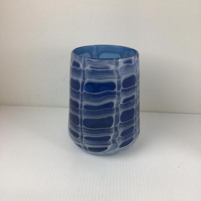 539 Blue & White Handblown Candle Holder/Vase