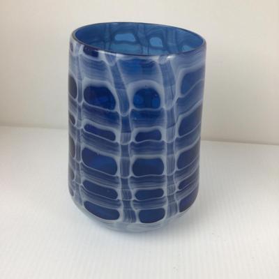 539 Blue & White Handblown Candle Holder/Vase