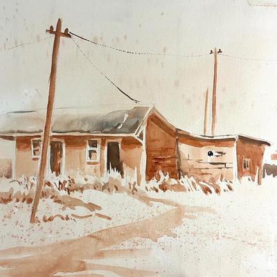 523 Original Watercolor of Crab Shack by Peggy Blades