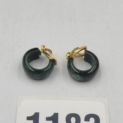 Green Clip on Earrings