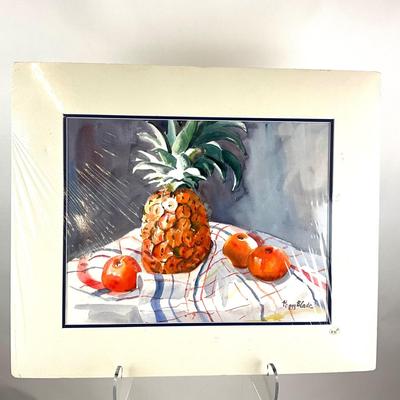 526 Original Watercolor Pineapple Still Life by Peggy Blades