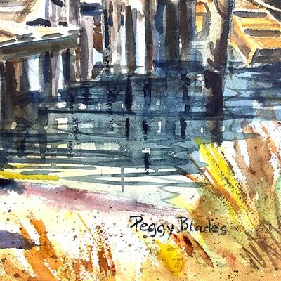 530 Original Watercolor of Fishing Pier by Peggy Blades