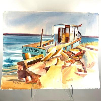 531 Original Watercolor of Work Boat by Peggy Blades