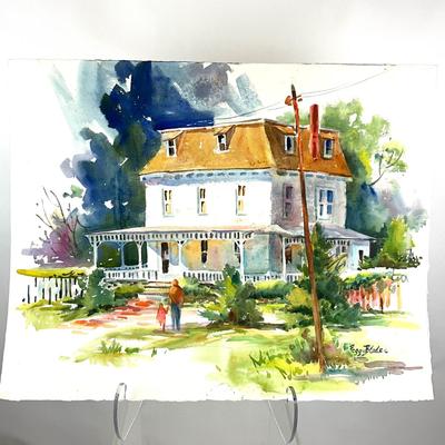 532 Original Watercolor of Wrap Around Porch House by Peggy Blades