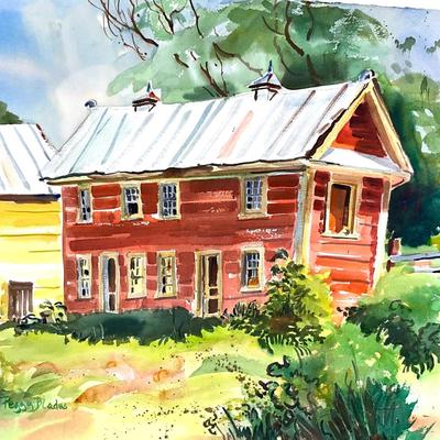 533 Original Watercolor of Two Story House Royal Oak, MD. By Peggy Blades