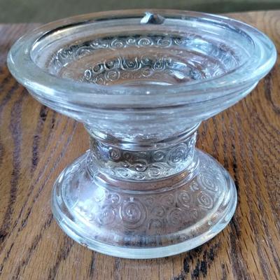 Vintage Glass Taper Candle Holder With Scroll Design