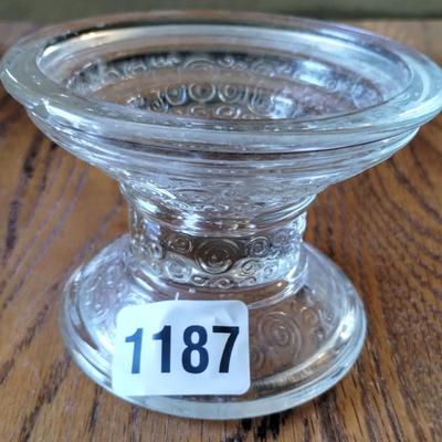 Vintage Glass Taper Candle Holder With Scroll Design