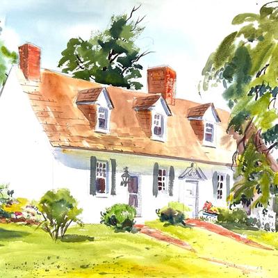 552 Original Watercolor of Cape Cod House by Peggy Blades
