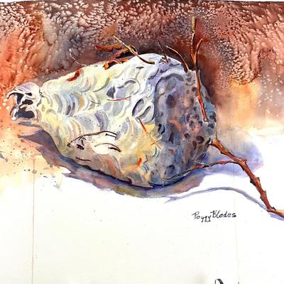 554 Original Watercolor of Wasp Nest by Peggy Blades
