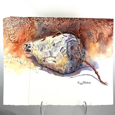 554 Original Watercolor of Wasp Nest by Peggy Blades