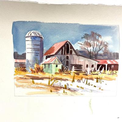 558 Original Watercolor of Barn Scenes by Peggy Blades