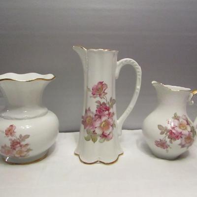 Vintage Glazed Ceramic Pitcher and Vase 3 Piece Set- Made in Western Germany