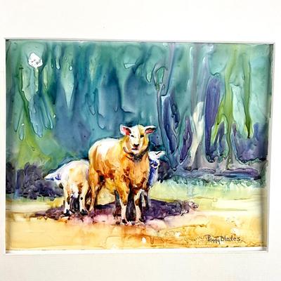561 Original Artwork Monotype Print of Sheep by Peggy Blades