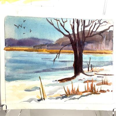 565 TWO Original Watercolors of Land and Water Scapes by Peggy Blades
