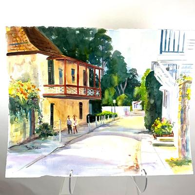 568 Original Watercolor of Streetscape by Peggy Blades