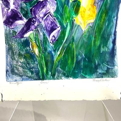 569 Original Monotype Print of Iris by Peggy Blades