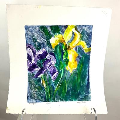 569 Original Monotype Print of Iris by Peggy Blades