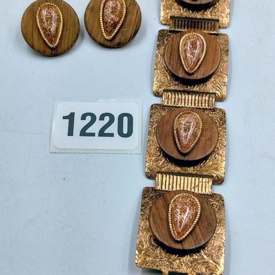 Copper bracelet and vintage clip on earrings