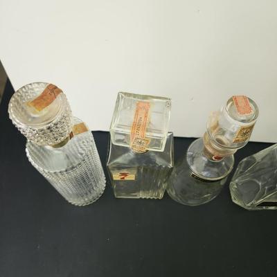 Lot of 6 Mid Century Whiskey Bottle Glass Decanters  Barware