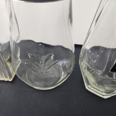Lot of 6 Mid Century Whiskey Bottle Glass Decanters  Barware