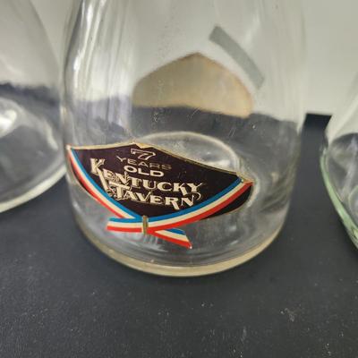 lot of 7 Mid Century Whiskey Bottle Glass Decanters Barware