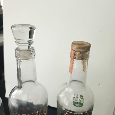 lot of 10 Mid Century Whiskey Bottle Glass Decanters Barware 1950's 1960's