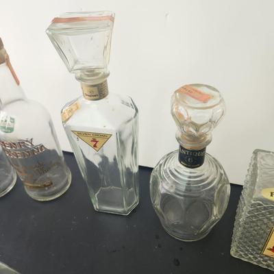 lot of 10 Mid Century Whiskey Bottle Glass Decanters Barware 1950's 1960's