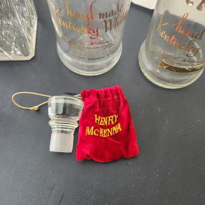 lot of 10 Mid Century Whiskey Bottle Glass Decanters Barware 1950's 1960's