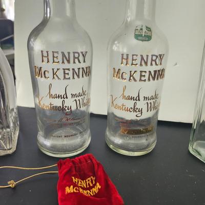 lot of 10 Mid Century Whiskey Bottle Glass Decanters Barware 1950's 1960's