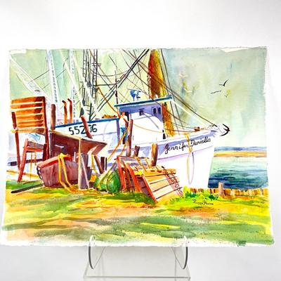 584 Original Watercolor of "Shrimp Boat" by Peggy Blades