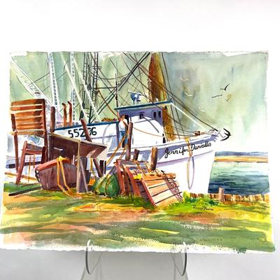 584 Original Watercolor of "Shrimp Boat" by Peggy Blades