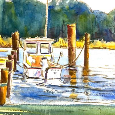 585 Original Watercolor "Dock on the Bay" by Peggy Blades