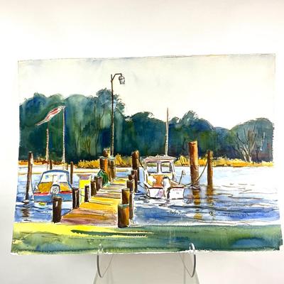 585 Original Watercolor "Dock on the Bay" by Peggy Blades