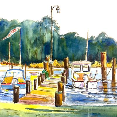 585 Original Watercolor "Dock on the Bay" by Peggy Blades