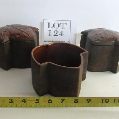 Set of 3 Leaf Shaped Dishes, 2 Covers