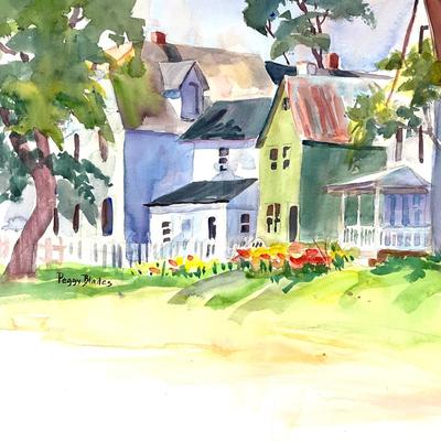 587 Original Watercolor "Row Houses" by Peggy Blades