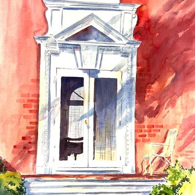 591 Original Watercolor of Architectural Door by Peggy Blades