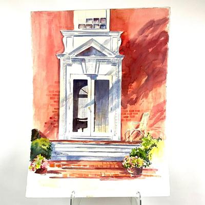 591 Original Watercolor of Architectural Door by Peggy Blades