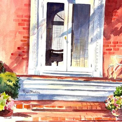 591 Original Watercolor of Architectural Door by Peggy Blades