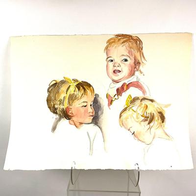 592 Original Watercolor of Three Babies by Peggy Blades