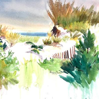 594 Original Watercolor of Beach Scene by Peggy Blades