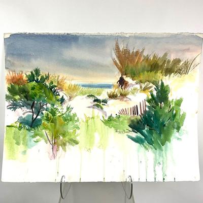 594 Original Watercolor of Beach Scene by Peggy Blades