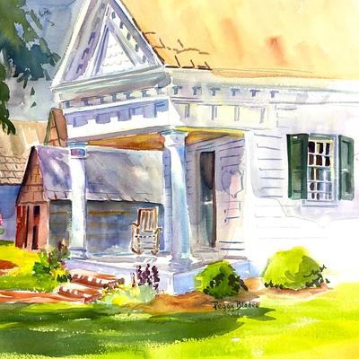 597 Original Watercolor Rocker on Porch by Peggy Blades