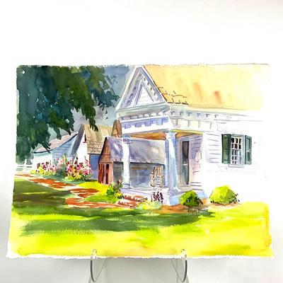 597 Original Watercolor Rocker on Porch by Peggy Blades